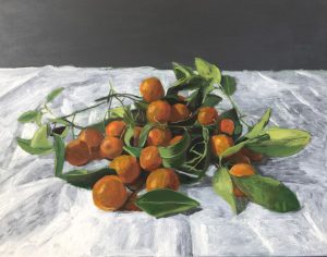 Rick Matear Kumquats on Table oil on linen 36x46cm 2017 $1,250