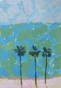 Rick Matear Palm Trees acrylic on paper 20x15cm sold