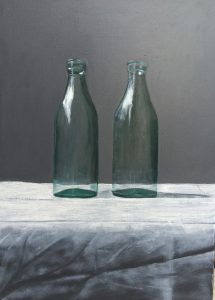 Rick Matear Two Milk Bottles oil on linen 36x51cm 2014 Sold